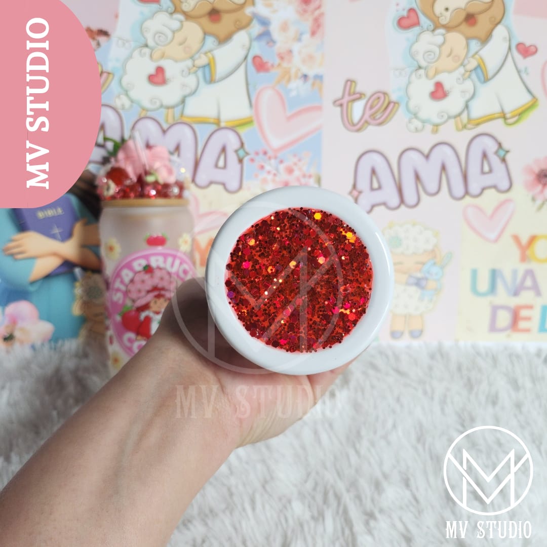 Strawberry Shortcake Tumbler with decorated Lid
