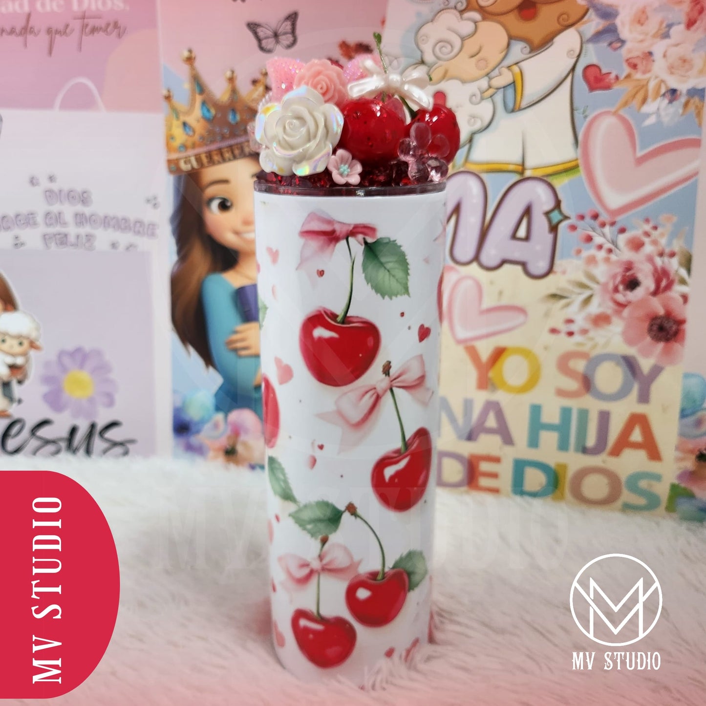 Strawberry Shortcake Tumbler with decorated Lid